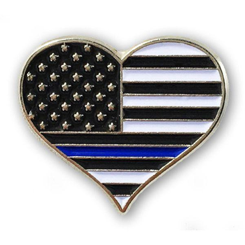 Heart Pin - Thin Blue Line, Individual