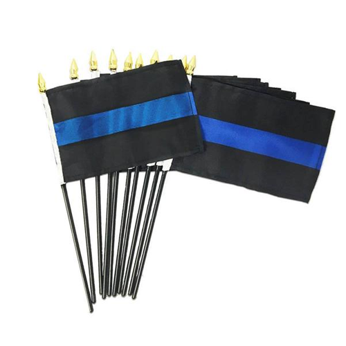 Stick Flag, Thin Red Line American, 4 X 6 Inches, Pack of 10