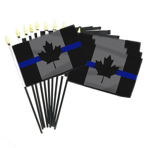 Thin Blue Line Stick Flags, Canada, 4 X 6 Inches