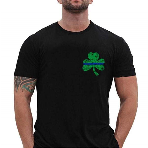 Thin Blue Line T-shirt, Small Shamrock, Thin Blue Line