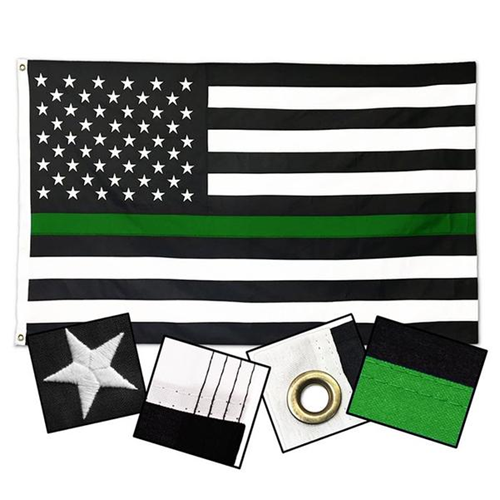 Thin Blue Line DuraSleek Nylon Thin Green Line American Flag, 3 x 5 Ft