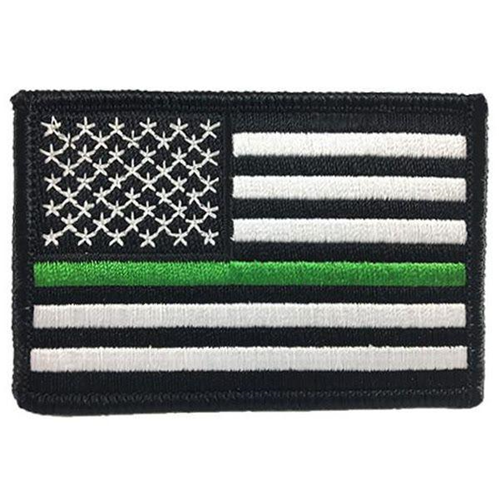 Thin Green Line American Flag Patch, 2 X 3 Inches, Sew On