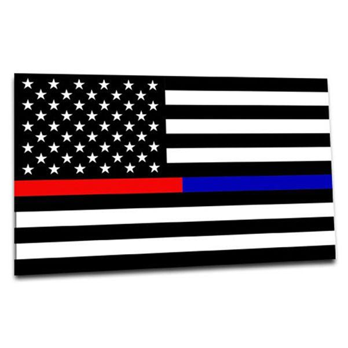 Thin Blue Line Thin Red And Blue Line American Sticker, 4 X 6 Inches