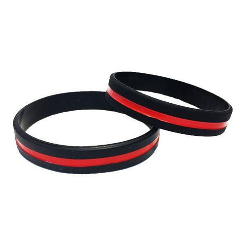 Thin Red Line Silicone Bracelet, 9 Inch