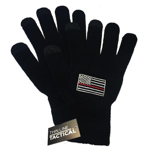 Thin Red Line Touchscreen Knit Gloves