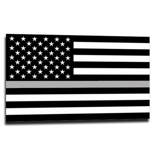 Thin Silver Line American Sticker, 4 X 6 Inches