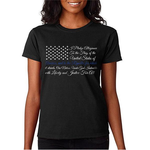 Women's T-shirt - Pledge Of Allegiance Thin Blue Line Flag