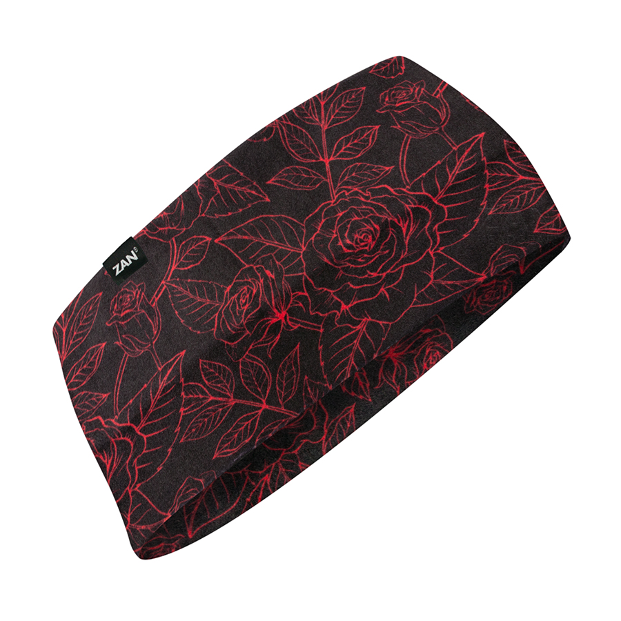 Zan Headband Sportflex Series Black & Red Roses