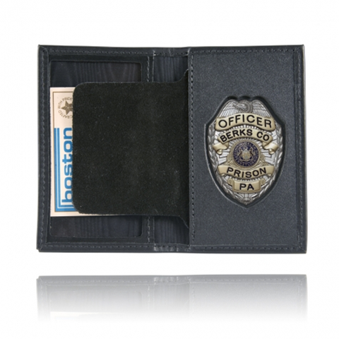 Boston Leather Book Style Badge Case, Oversized ID Window