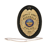 Boston Leather Oval Badge Holder, Hook And Loop Closure