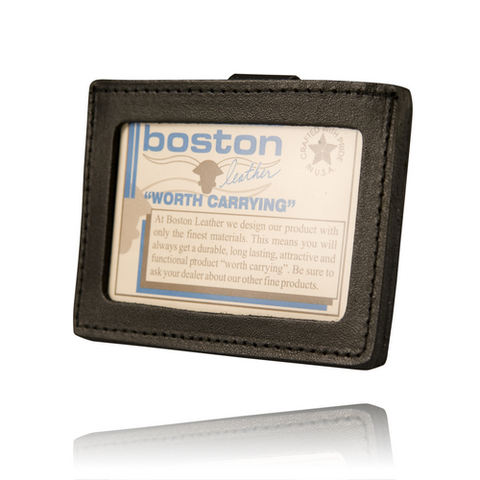 Boston Leather Clip-on Horizontal Id Holder
