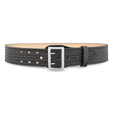 2-1/4"" Basketweave Leather Sam Brown 2 Row Stitch Duty Belt with Nickel Buckle