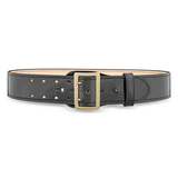 2-1/4"" High-Gloss Leather Sam Browne 2-Row Stitch Duty Belt with Gold Buckle