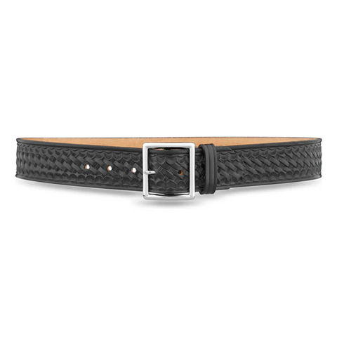 1-3/4"" Basketweave Leather Garrison Belt with Nickel Buckle