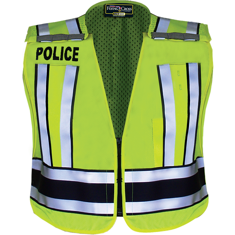 Flying Cross Pro Series Hi-Vis Safety Vest w/ Navy Band & POLICE Lettering - LAPD Navy