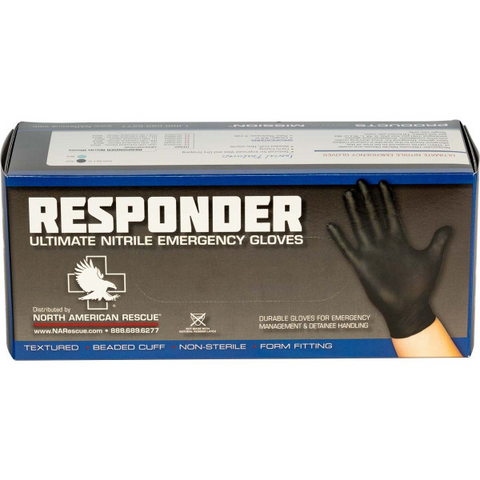 Responder Black Nitrile Gloves - Box of 100