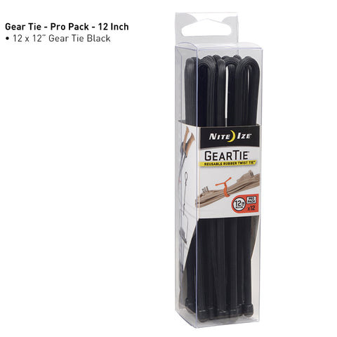 Nite-Ize Gear Tie Propack 12 - 12 Pack - Black