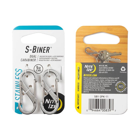 S-biner Stainless Steel Dual Carabiner #1 - 6 Pack - Stainless