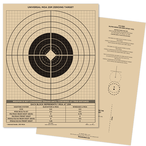 Rite in the rain All-weather 25m Multipurpose Zeroing Target - Universal Moa - 100 Pack