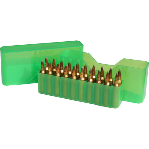 Mtm Slip Top Rifle Ammo Box Wsm 45-70 To 30-30 Clear/green 20 Rd.