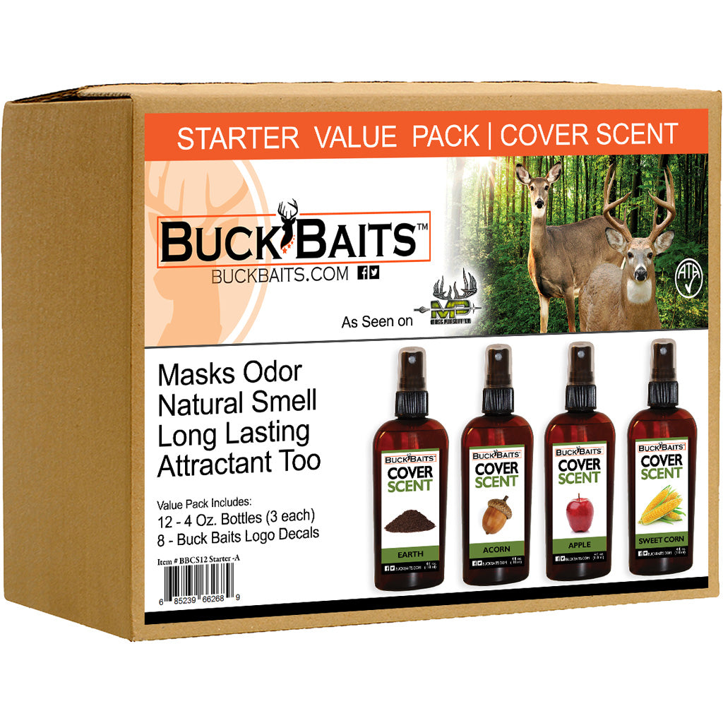 Buck Baits Cover Scent Starter Kit Earth/acorn/ Apple/ Corn 3 Oz. Ea.