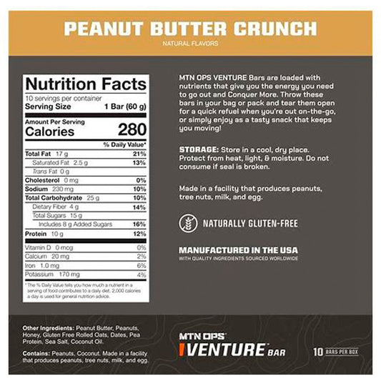 Mtn Ops Venture Bar Peanut Butter Crunch 10pk