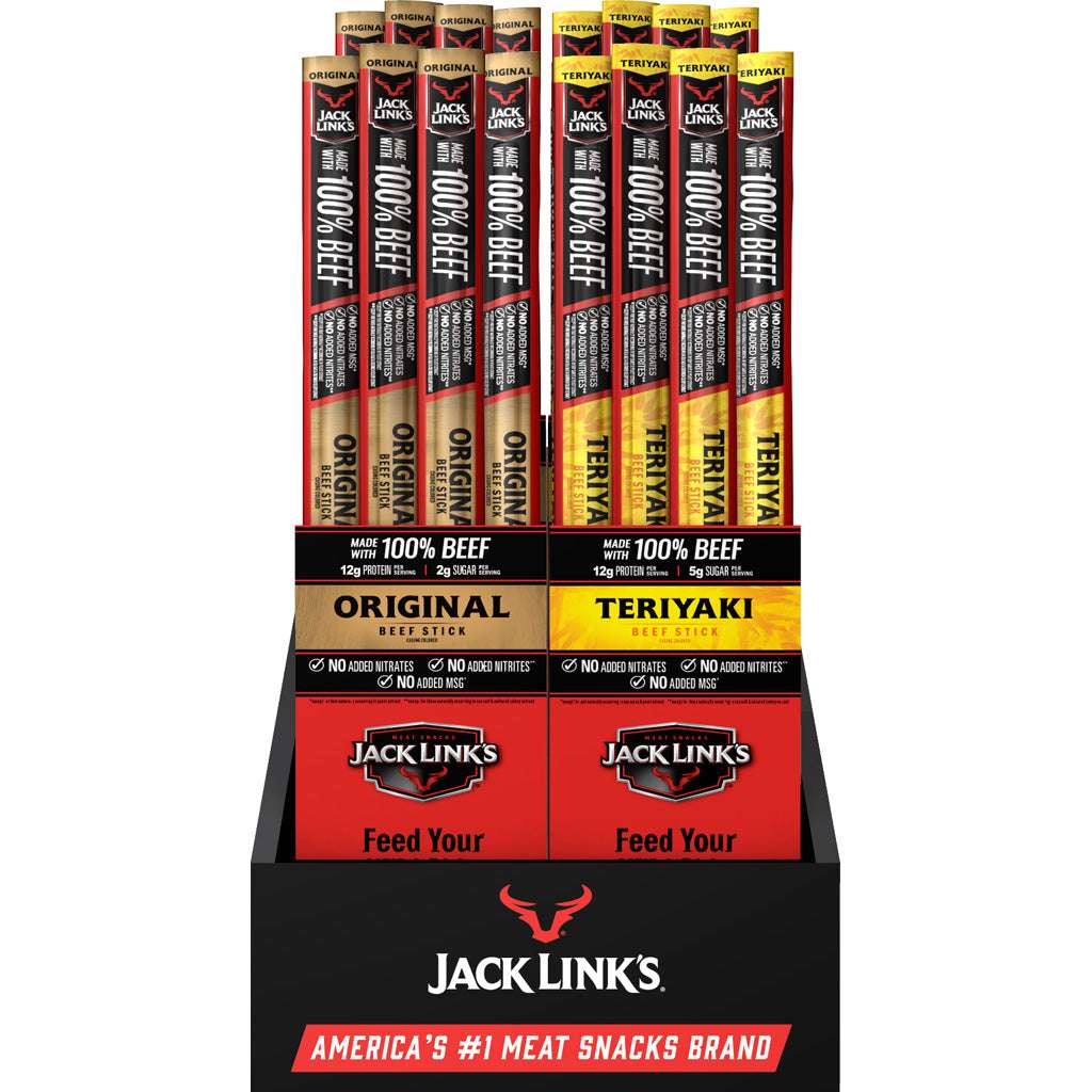 Jack Links 1.84oz Beef Stick Counter Display 96ct Orig & Teriyaki
