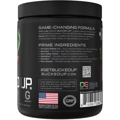 Bucked Up Pre-workout Strawberry Kiwi 30 Serving Tub