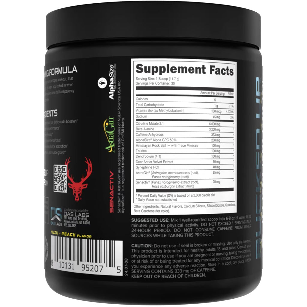 Bucked Up Woke Af Pre-workout Anime Yuza/peach 30 Serving Tub