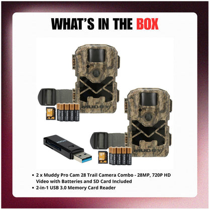 Muddy Pro Cam 28 Trail Camera Combo 28mp W/batteries & 16gb Sd Card