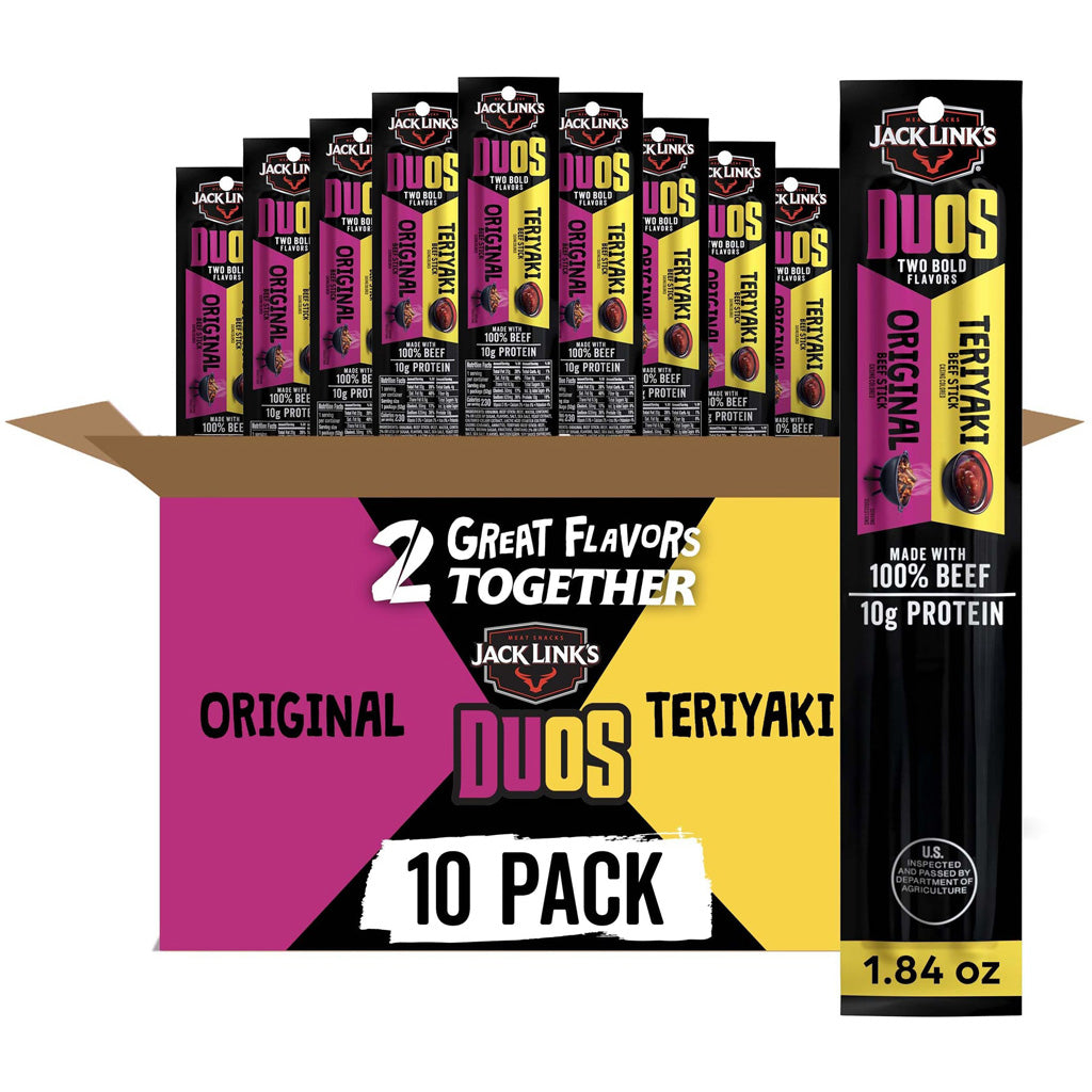 Jack Links Duo Beef Sticks Original/terriyaki 30ct (10 Per Case/3 Cases)