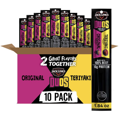 Jack Links Duo Beef Sticks Original/terriyaki 30ct (10 Per Case/3 Cases)