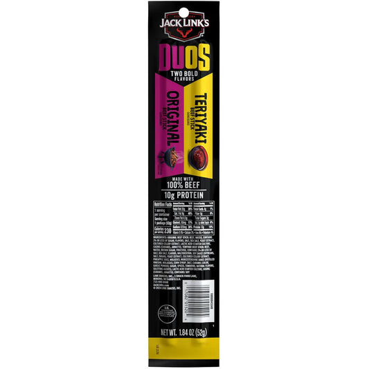 Jack Links Duo Beef Sticks Original/terriyaki 30ct (10 Per Case/3 Cases)