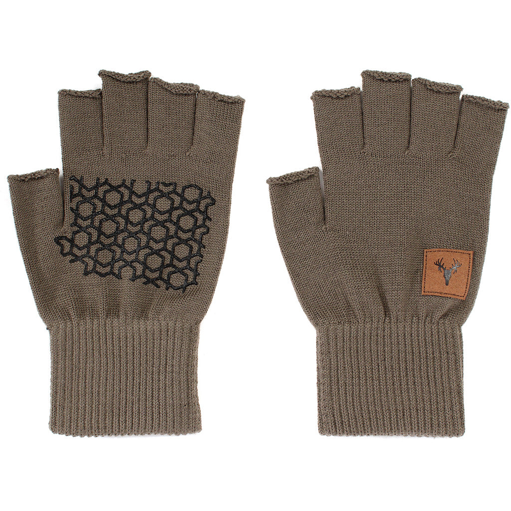 Hot Shot Fingerless Wool Glove Brown Osfm