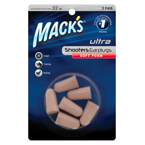 Mack’s Ultra Soft Foam Shooting Earplugs, 3 Pair