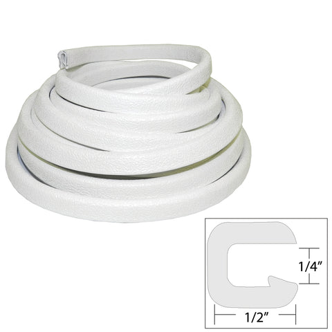 TACO Flexible Vinyl Trim - ¼" Opening x ½"W x 25'L - White