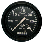 Faria Euro Black 2" Water Pressure Gauge (30 PSI)