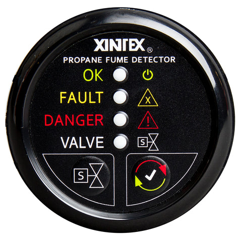 Fireboy-Xintex Propane Fume Detector w/Automatic Shut-Off & Plastic Sensor - No Solenoid Valve - Black Bezel Display