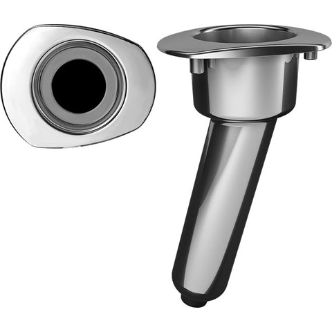 Mate Series Elite Screwless Stainless Steel 15° Rod & Cup Holder - Drain - Oval Top