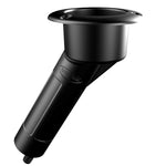 Mate Series Plastic 30° Rod & Cup Holder - Drain - Round Top - Black