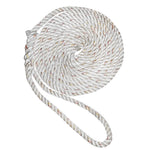 New England Ropes 3/8" Premium 3-Strand Dock Line - White w/Tracer - 15'