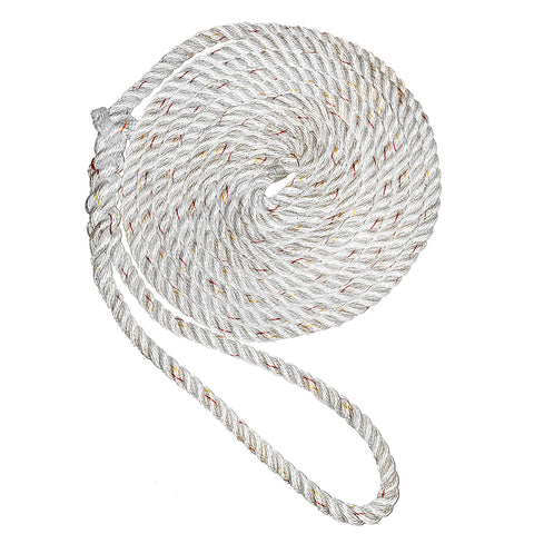 New England Ropes 5/8"Premium 3-Strand Dock Line - White w/Tracer - 25'