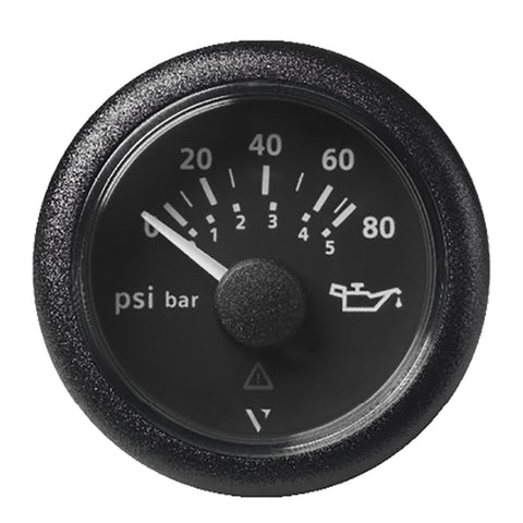 Veratron 52MM (2-1/16") ViewLine Oil Pressure Gauge 80 PSI/5 Bar - Black Dial & Round Bezel