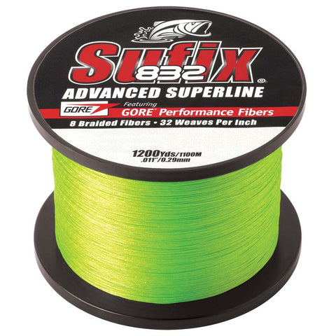 Sufix 832® Advanced Superline® Braid - 15lb - Neon Lime - 1200 yds