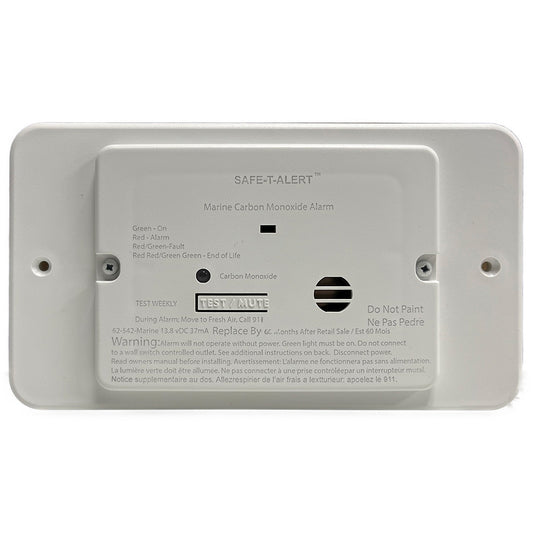 Safe-T-Alert 62 Series Marine Carbon Monoxide - White - Flush Mount - 12V w/Relay & Trim Ring