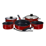 Magma Nestable 10 Piece Induction Non-Stick Enamel Finish Cookware Set - Magma Red